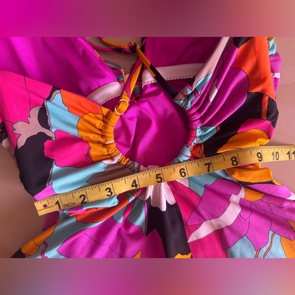 TRINA TURK Gemini Halter Plunge Top One Piece Swimsuit Multicolor Size 10 - Picture 6 of 16